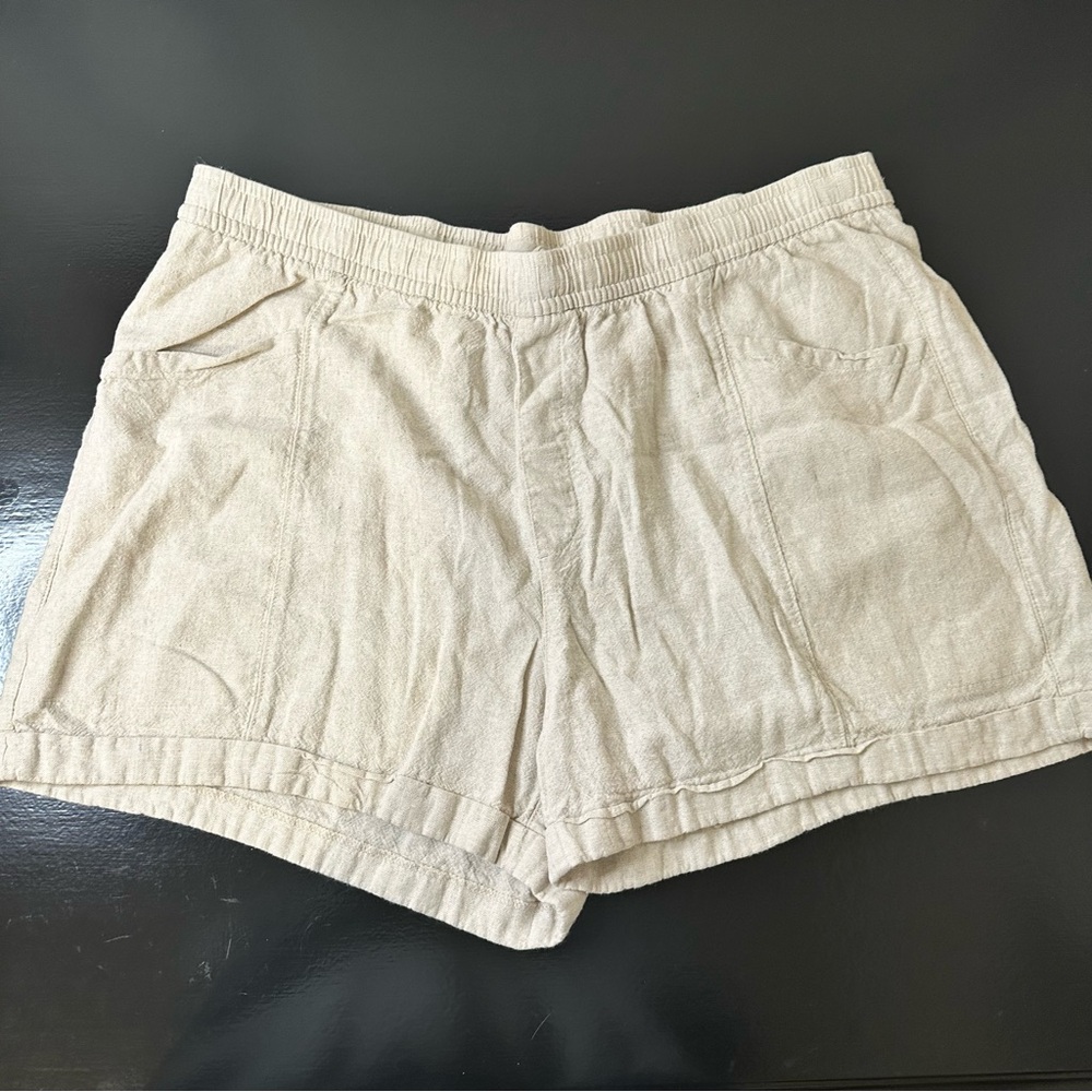 Linen Old Navy Women's Shorts Elastic Waist Cuffed edge Front and Back pockets